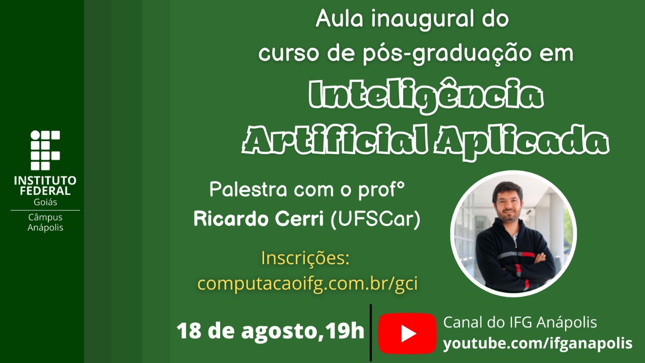 Evento será transmitido pelo canal no Youtube do Câmpus Anápolis Evento será transmitido pelo canal no Youtube do Câmpus Anápolis